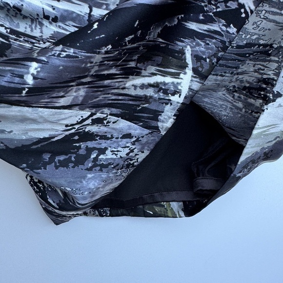 Single 100% Silk Grey Black White Splatter Abstract Palm Shift Pencil Dress 8 - Picture 9 of 16